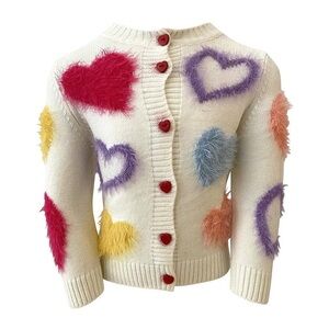 Kids Lola + The Boys “White Fuzzy Hearts Cardigan” (7/8)